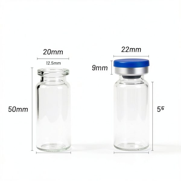 Chudeng 10ml Clear Glass Vials-2-1/2 Dram Clear Glass Headspace Vials with Plastic-Aluminum Flip Caps and Rubber Injection Stoppers, 100 Pack, 20mm Flat Bottom Lab Vial-1