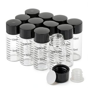10ml Glass Graduated Vials by Cadbibe – Leakproof Screw Caps, 12pcs-0