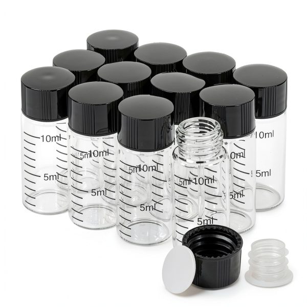 10ml Glass Graduated Vials by Cadbibe – Leakproof Screw Caps, 12pcs-0