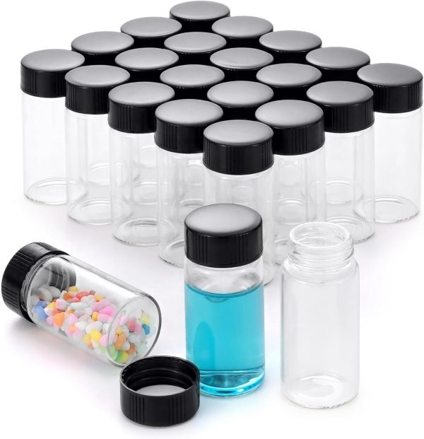 Kesell 20-Pack 20ml Glass Vials with Screw Caps - Small Vials for Essential Oil, and Specimen Samples - Clear Bottles with Lids-0