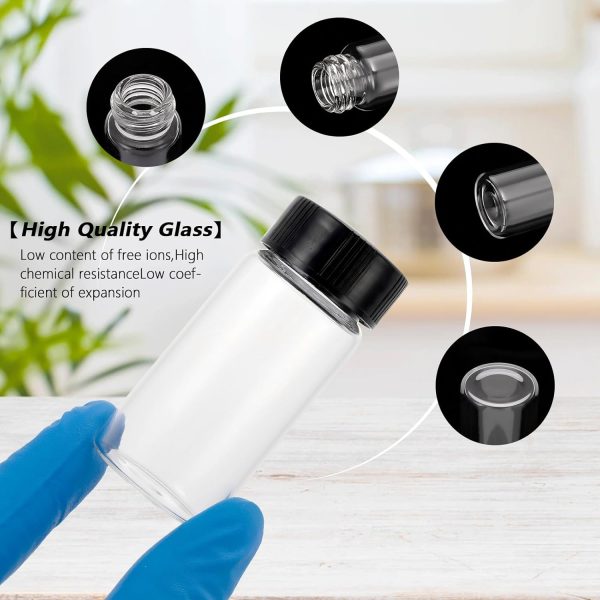 Kesell 20-Pack 20ml Glass Vials with Screw Caps - Small Vials for Essential Oil, and Specimen Samples - Clear Bottles with Lids-4